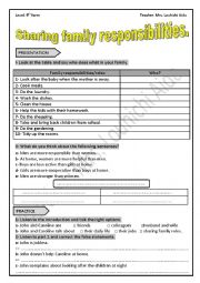 English Worksheet: sharing family responsibilities