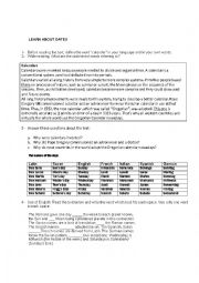 English Worksheet: Learn about dates