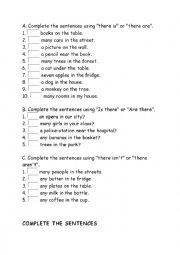 English Worksheet: there is there are