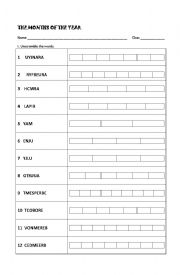 English Worksheet: months of the yeat