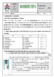 English Worksheet: mid semester test