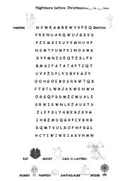 English Worksheet: Nightmare before Christmas word search