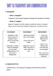 English Worksheet: Means of transport and communication