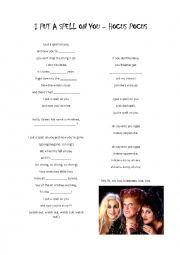 I Put a Spell on You (Hocus Pocus) lyrics worksheet