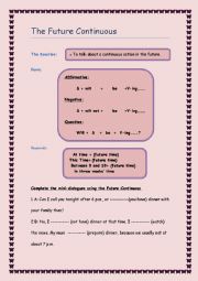 English Worksheet: future continuous