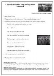 English Worksheet: child labour-Babies in the mill