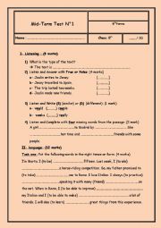 English Worksheet: test intermediate level