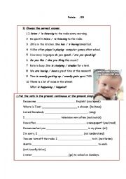 English Worksheet: Present Simple / Present Continuous quiz