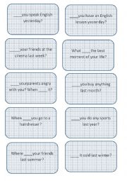 English Worksheet: Was/were did 2