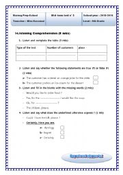 English Worksheet: end of ter test