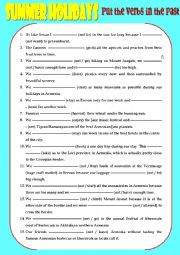 English Worksheet: Summer holidays (put the verbs in the past simple)