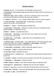 English Worksheet: Shopping and shops