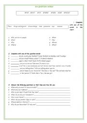 English Worksheet: WH QUESTION WORDS