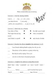 English Worksheet: What a wonderful world