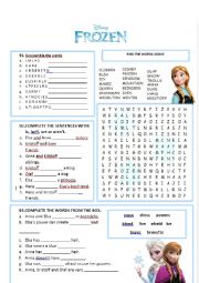 English Worksheet: Frozen - Part 2 of 2