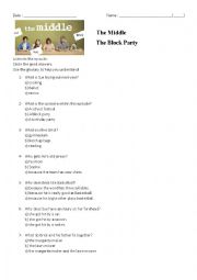 English Worksheet: The Middle (series)