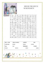 English Worksheet: WINNIE THE WITCH WORDSEARCH