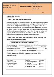 English Worksheet: MID TERM TEST N1