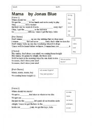 English Worksheet: Hey Mama - Jonas Blue Gapfill listening exercises