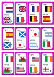 English Worksheet: Nationalities Loop Game