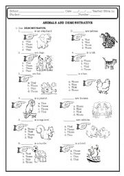 English Worksheet: DEMONSTRATIVE AND ANIMALS