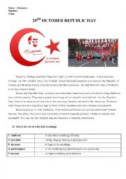 English Worksheet: Turkish Republic Day