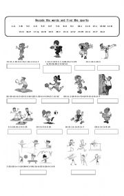 English Worksheet: Decode the sports