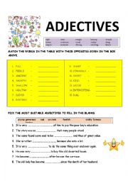 English Worksheet: ADJECTIVES