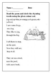 English Worksheet: circle the rhyming words from poem