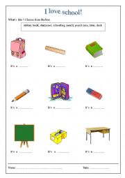 English Worksheet: school oblects