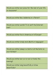English Worksheet: Would you rather....?