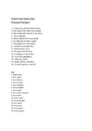 English Worksheet: Present Perfect exercise