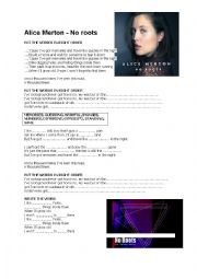 English Worksheet: alice merton - no roots