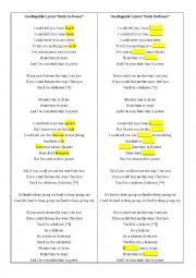 English Worksheet: Song lyrics: OneRepublic - Truth to power