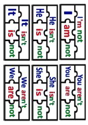 English Worksheet: TO BE-Negative form PUZZLE
