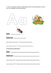 English Worksheet: Alphabet- A