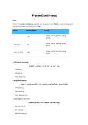 English Worksheet: Present Continuous grammar