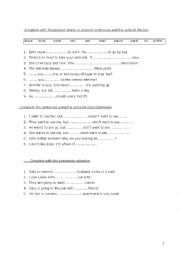 present simple and continuous, personal object pronouns,possessive adjective