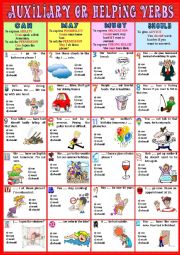 English Worksheet: AUXILIARY VERBS can may must should