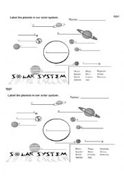 English Worksheet: Planets of Solar System