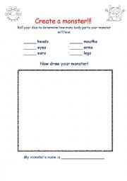 English Worksheet: create a monster