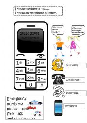 English Worksheet: Reading phone numbers