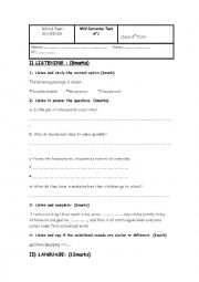 English Worksheet: Mid semester n1 9th form 
