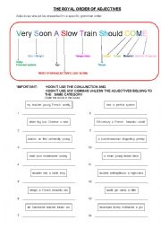 English Worksheet: mnemomic rule for the order of adjectives