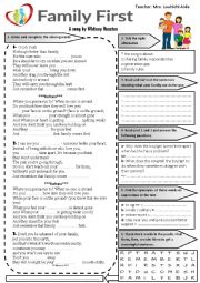 English Worksheet: family first 