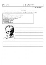 English Worksheet: Writing about Atatrk