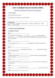 English Worksheet: How to develop healthy eating habits