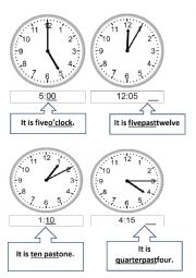 English Worksheet: telling the time