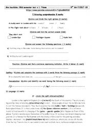 English Worksheet: 8th mid -semester test n 1 (2017-2018) 