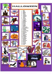 English Worksheet: Scary Halloween matching  part 2 of a 3 set exercise